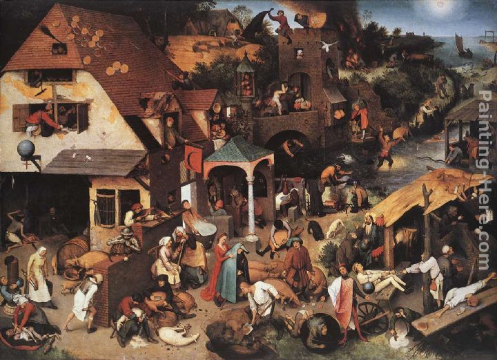 Netherlandish Proverbs painting - Pieter the Elder Bruegel Netherlandish Proverbs art painting